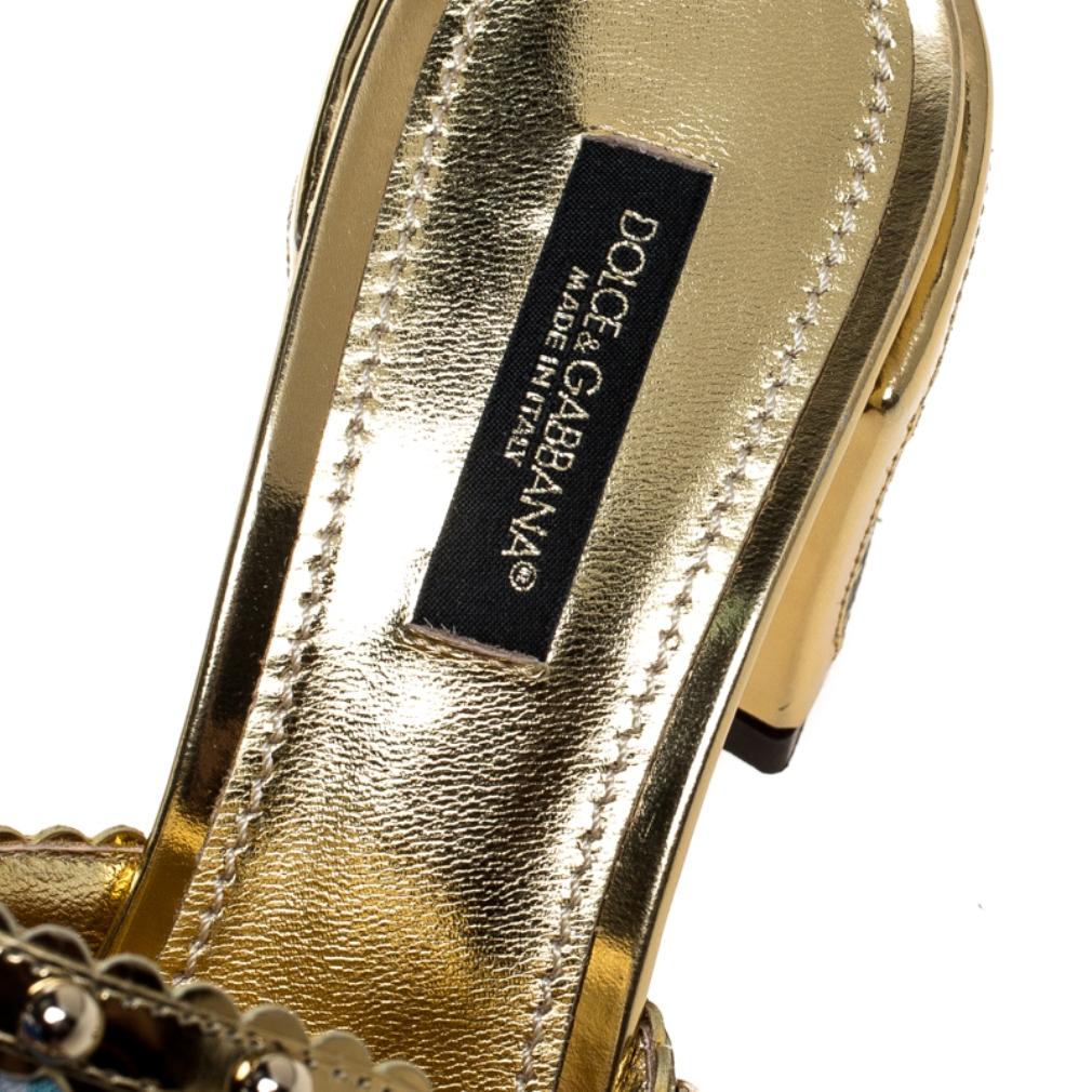 Brocade Patent Leather Trim Crystal Embellished Open Toe Sandals Size ...