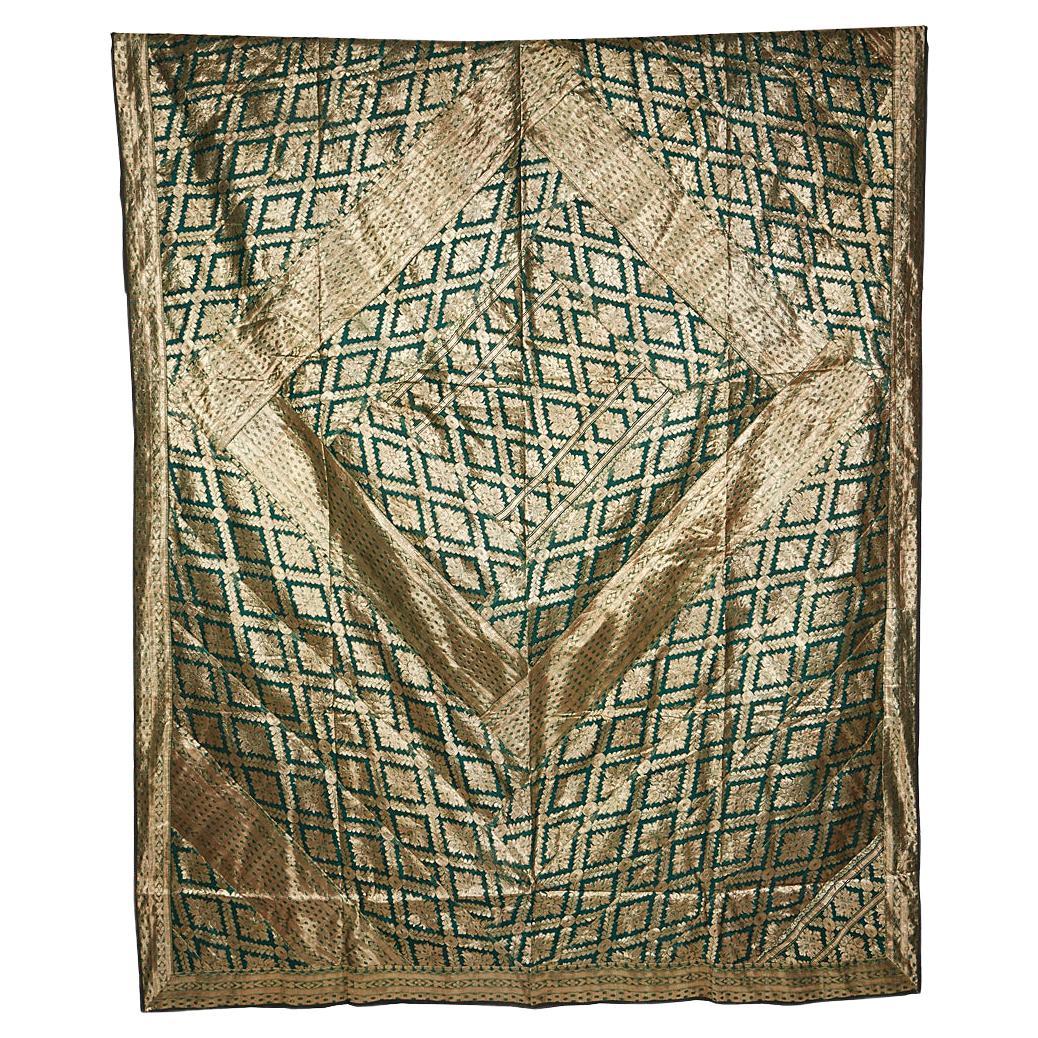 Brocade Silk Bangladeshi Kantha Throw, Late 20th Century For Sale