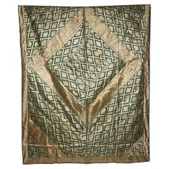 Vintage Brocade Silk Bangladeshi Kantha Throw, Late 20th Century