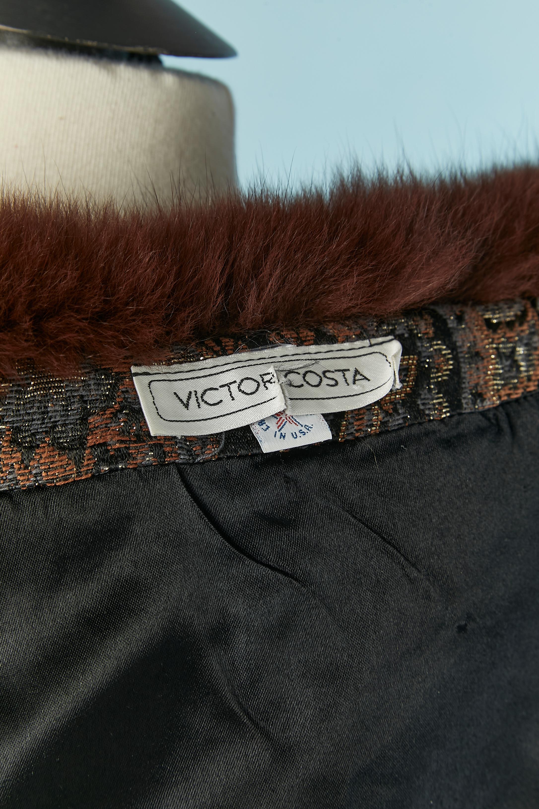 Brocade skirt suit with fur edge on the jacket and padded skirt VICTOR COSTA in vendita 2
