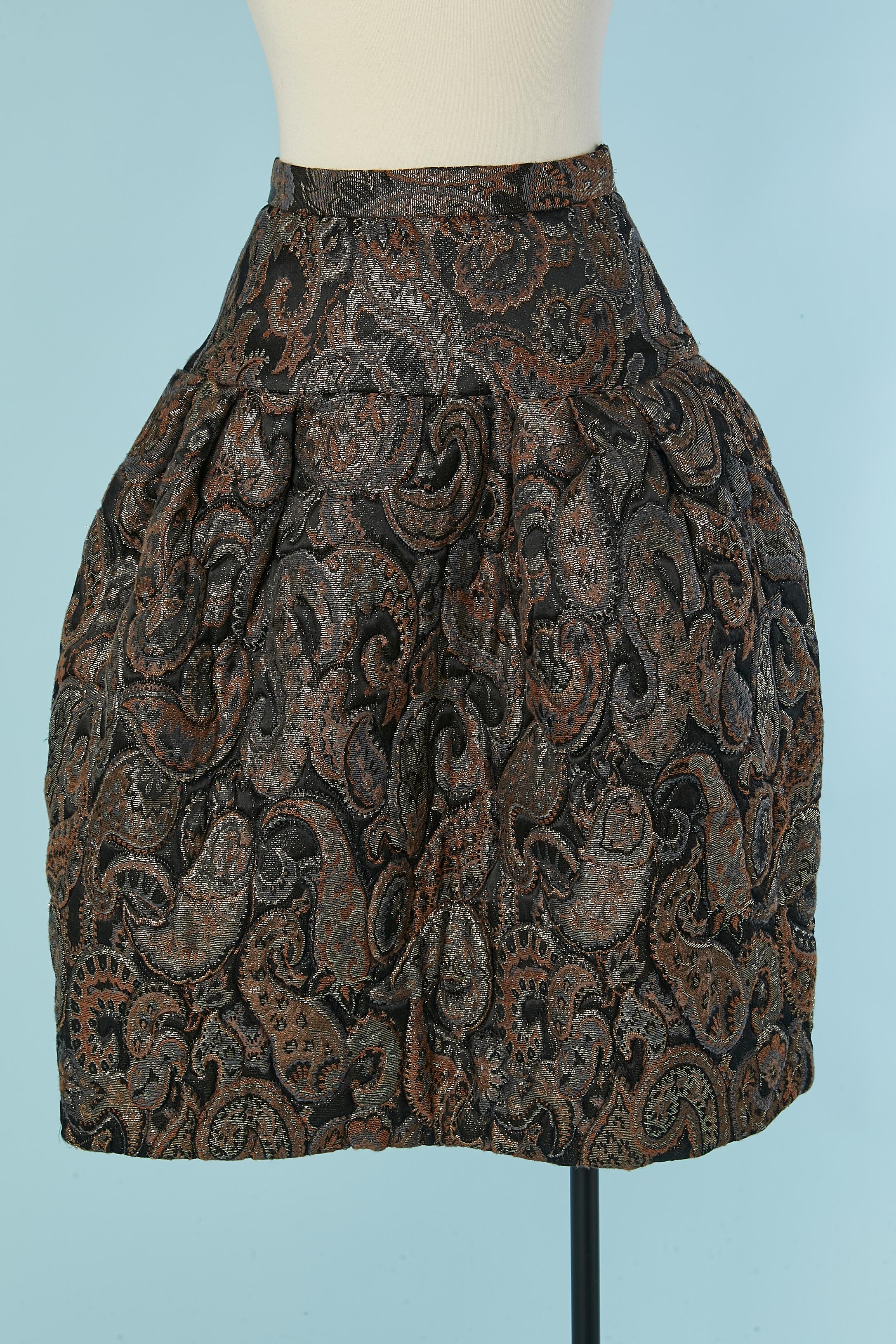 Brocade skirt suit with fur edge on the jacket and padded skirt VICTOR COSTA in vendita 3
