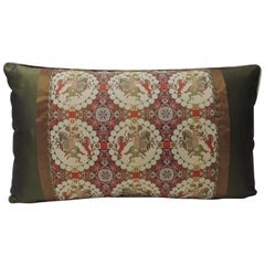 Brocade with Circular Design of Tigers and Japanese Warriors Lumbar Pillow Brocade with Circular Design of Tigers and Japanese Warriors Lumbar Pillow
