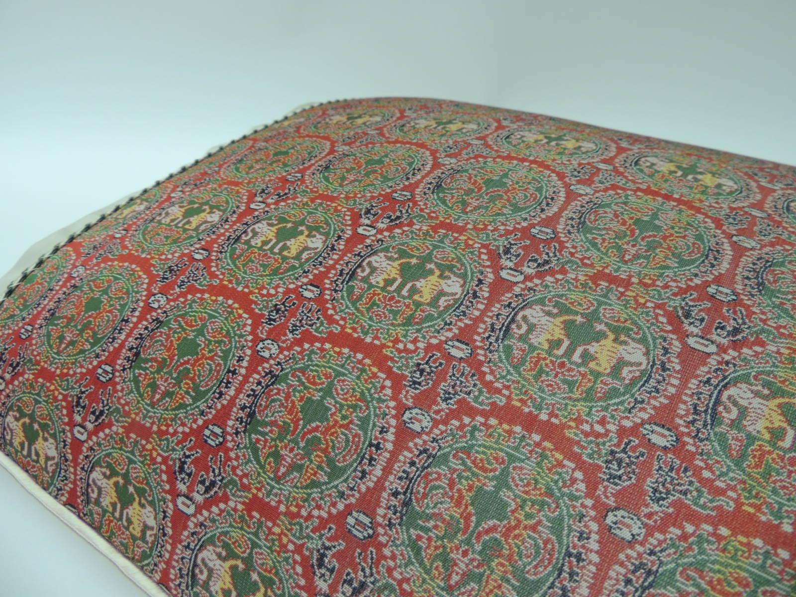 Japanese Brocade with Circular Design of Tigers and Phoenixes Bolster Decorative Pillow