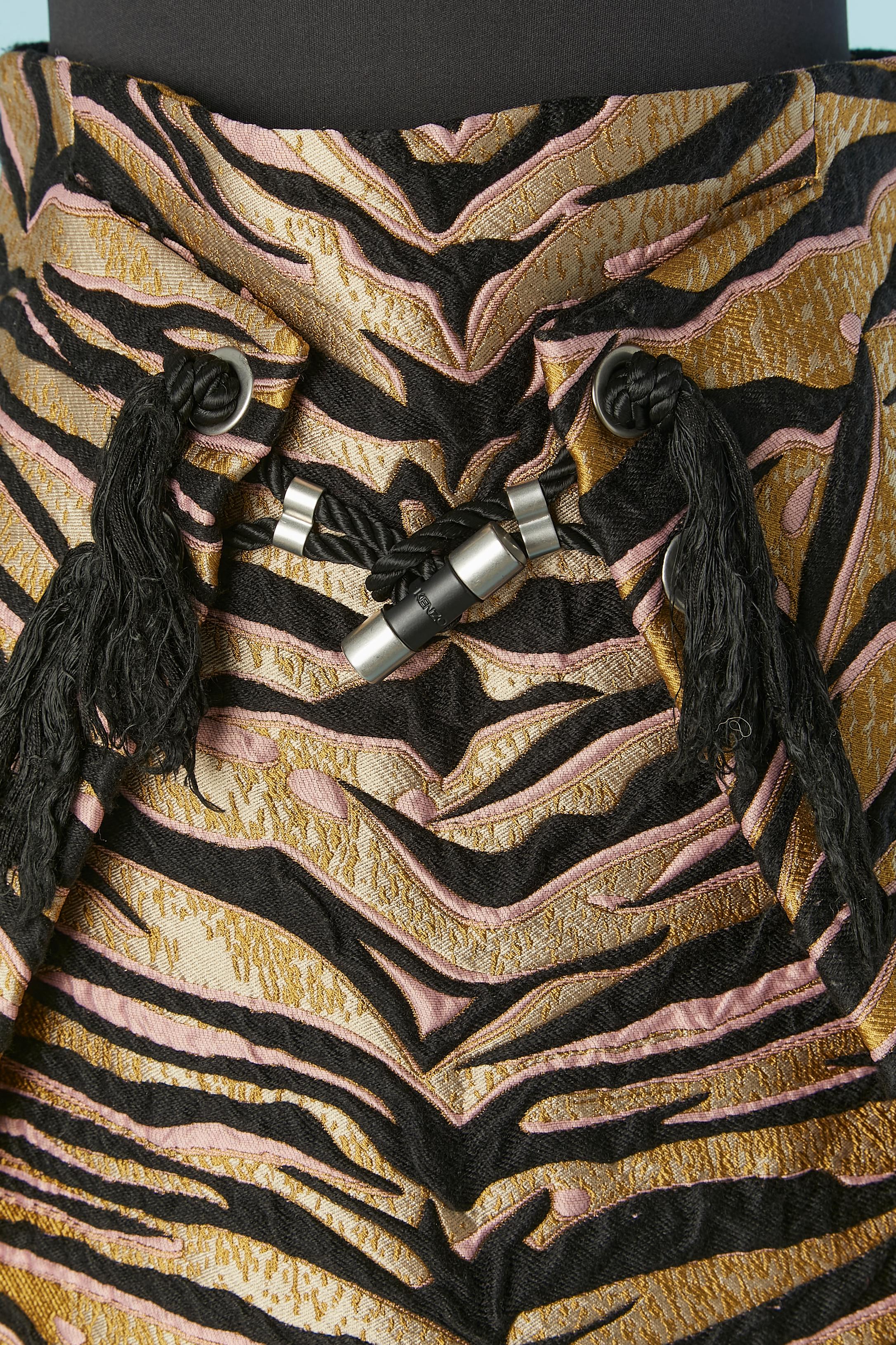 Nero Gonna Brocard con motivo zebrato e cintura passementerie Kenzo in vendita