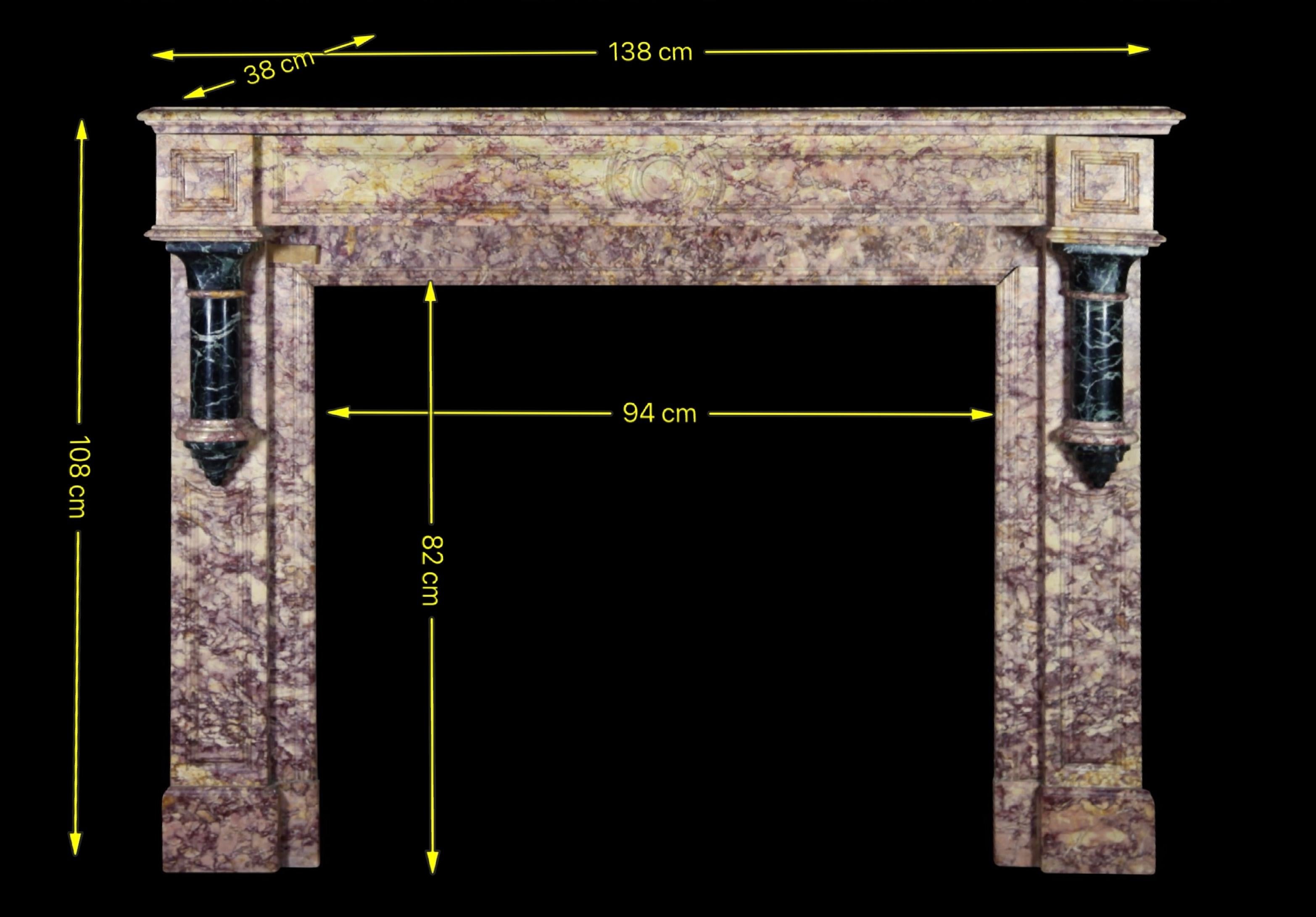 Französisches Brocatelle-Marmor-Kaminsims aus der Art-déco-Periode, Vintage (Art déco) im Angebot