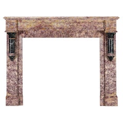 Art Deco Brocatelle & Green French Marble Fireplace Surround