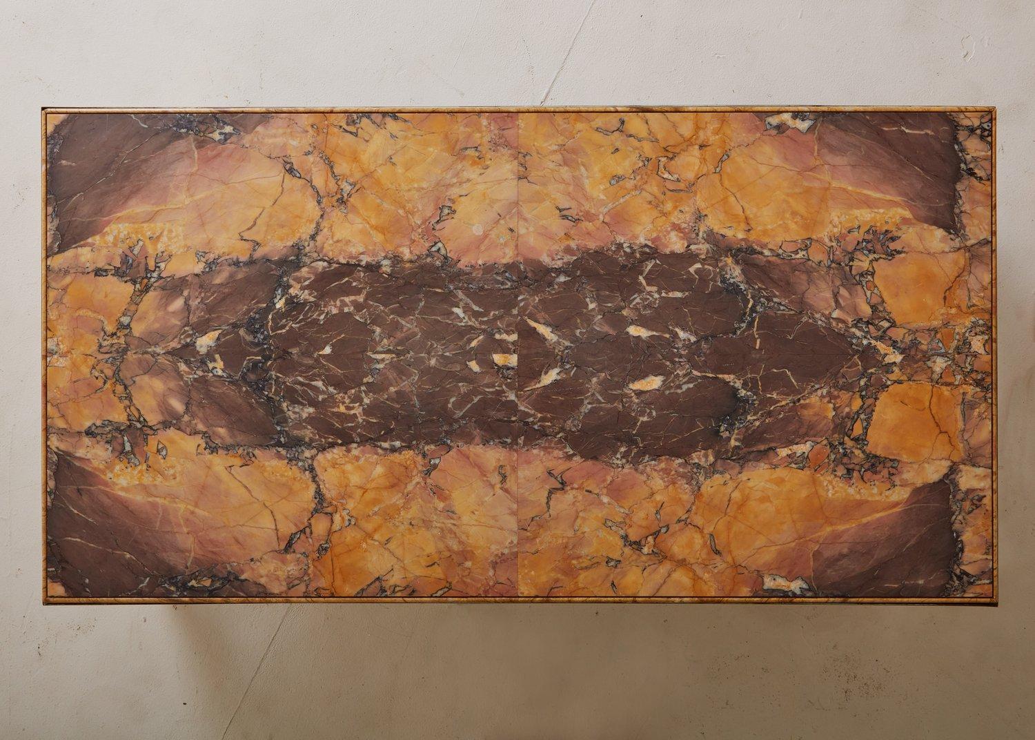 Brocatello Marble + Brass Coffee Table, Italy 20th Century  4