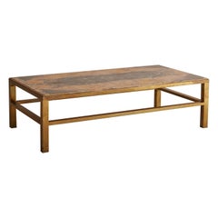 Brocatello Marble + Brass Coffee Table, Italy 20th Century