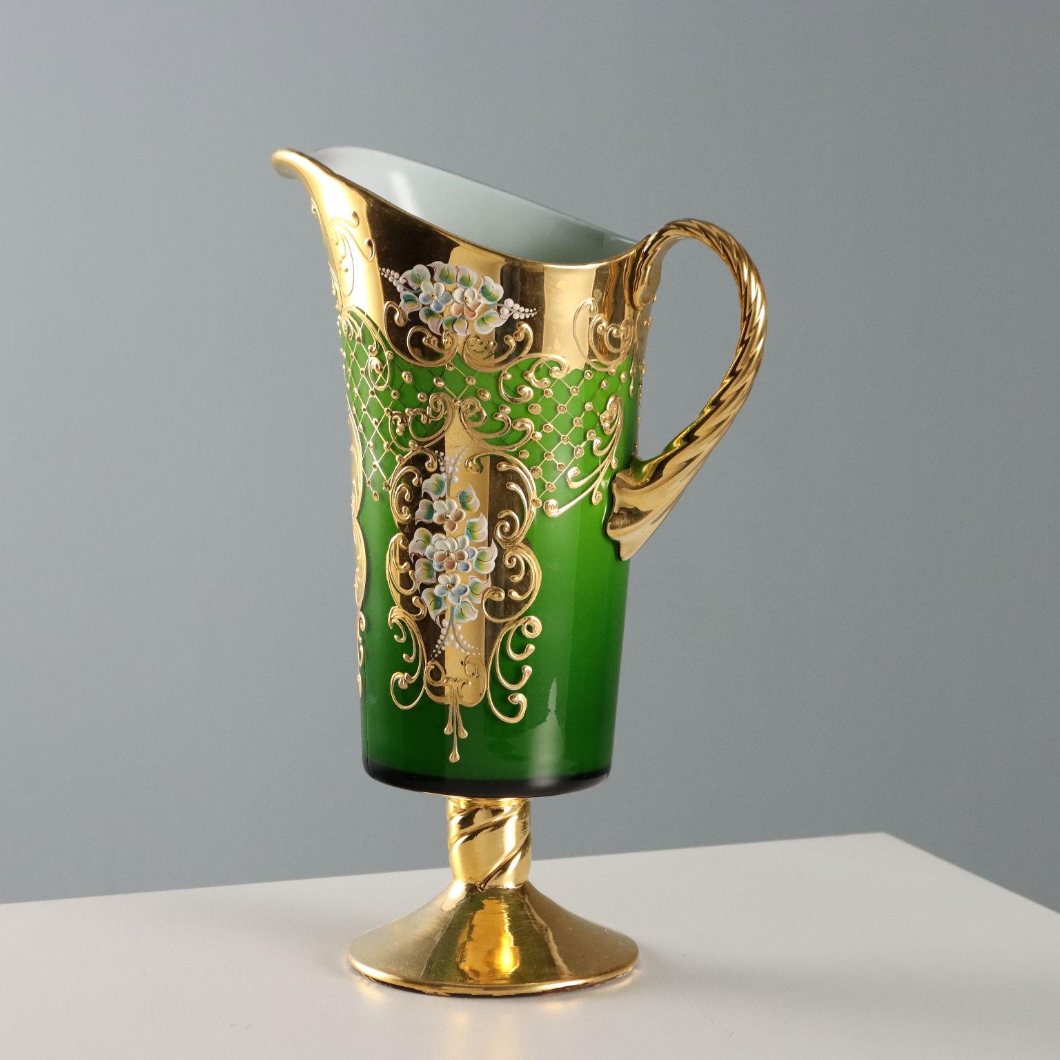 Brocca con Quattro Bicchieri in Vetro Cecoslovacchia Seconda Metà '900 (Tschechisch) im Angebot