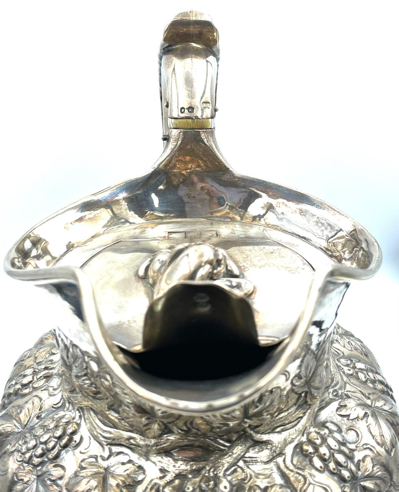 Victorian 925 sterling silver wine pitcher Jonh Tapley London 1837 For Sale 7