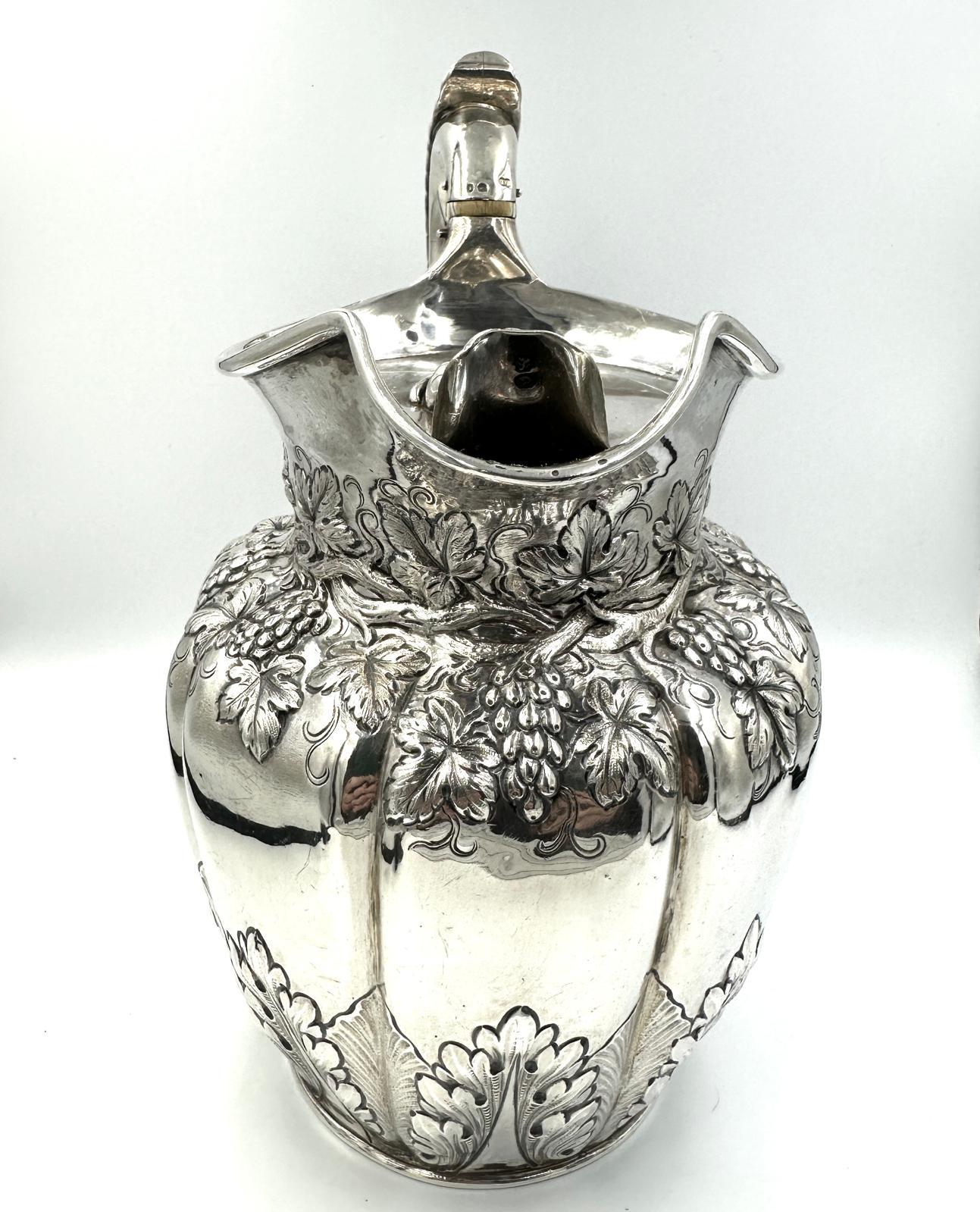 Victorian 925 sterling silver wine pitcher Jonh Tapley London 1837 For Sale 1