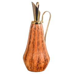 Brocca, design Aldo TURA per MACABÒ. Legno e ottone. Italia, Anni 50