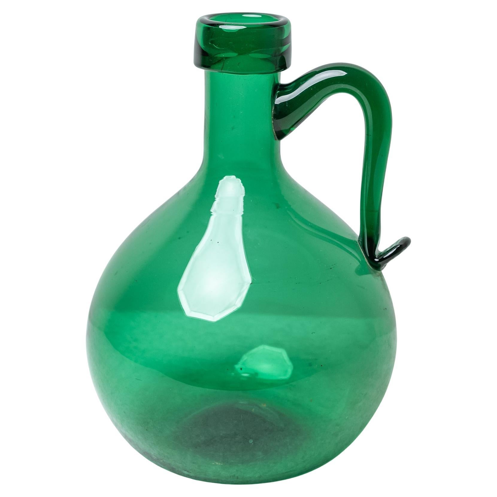 Krug aus grünem Glas, 1950er Jahre