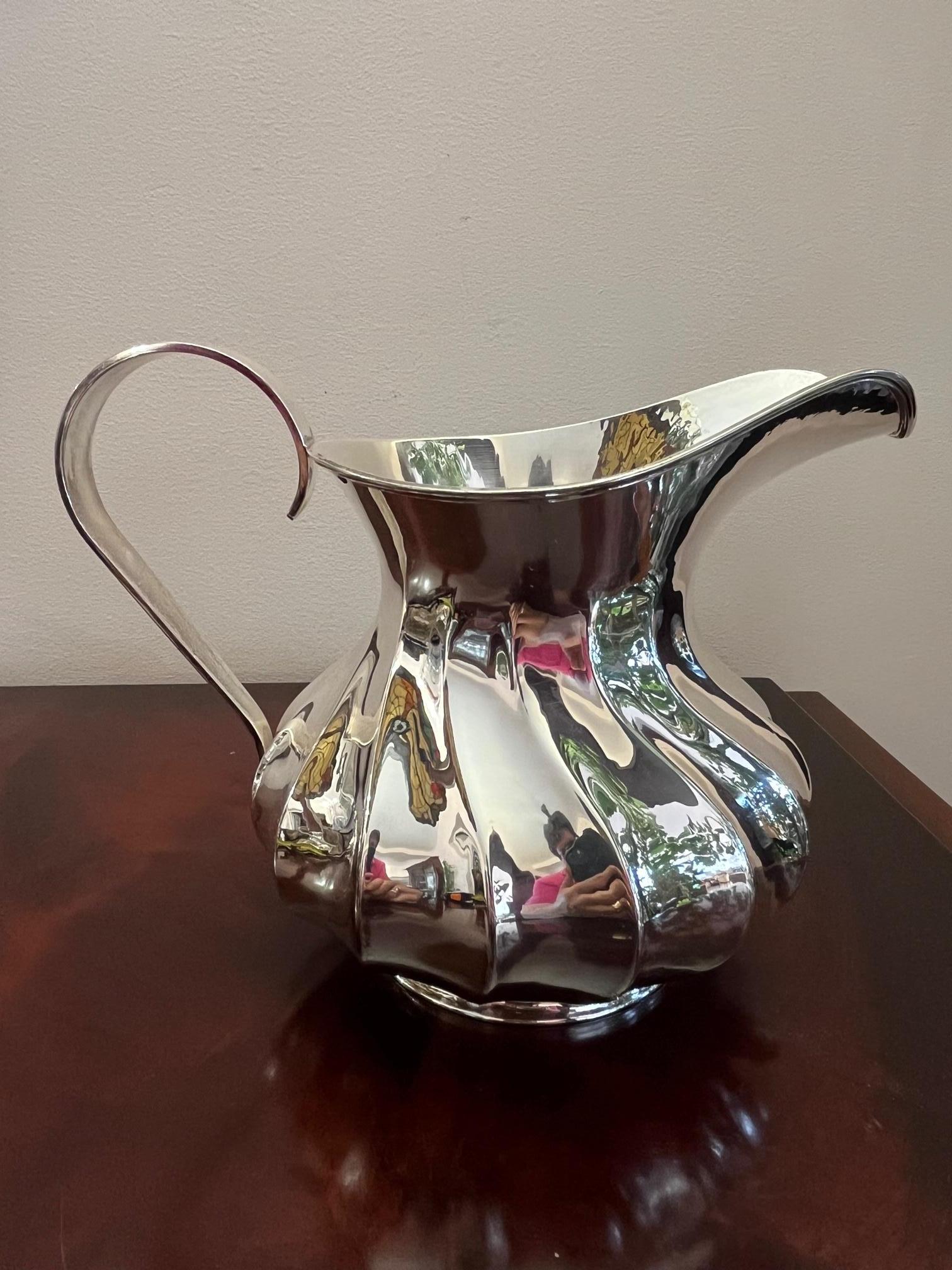 Italian Handmade Torchon jug in 800 Silver, Italy, 1980s For Sale