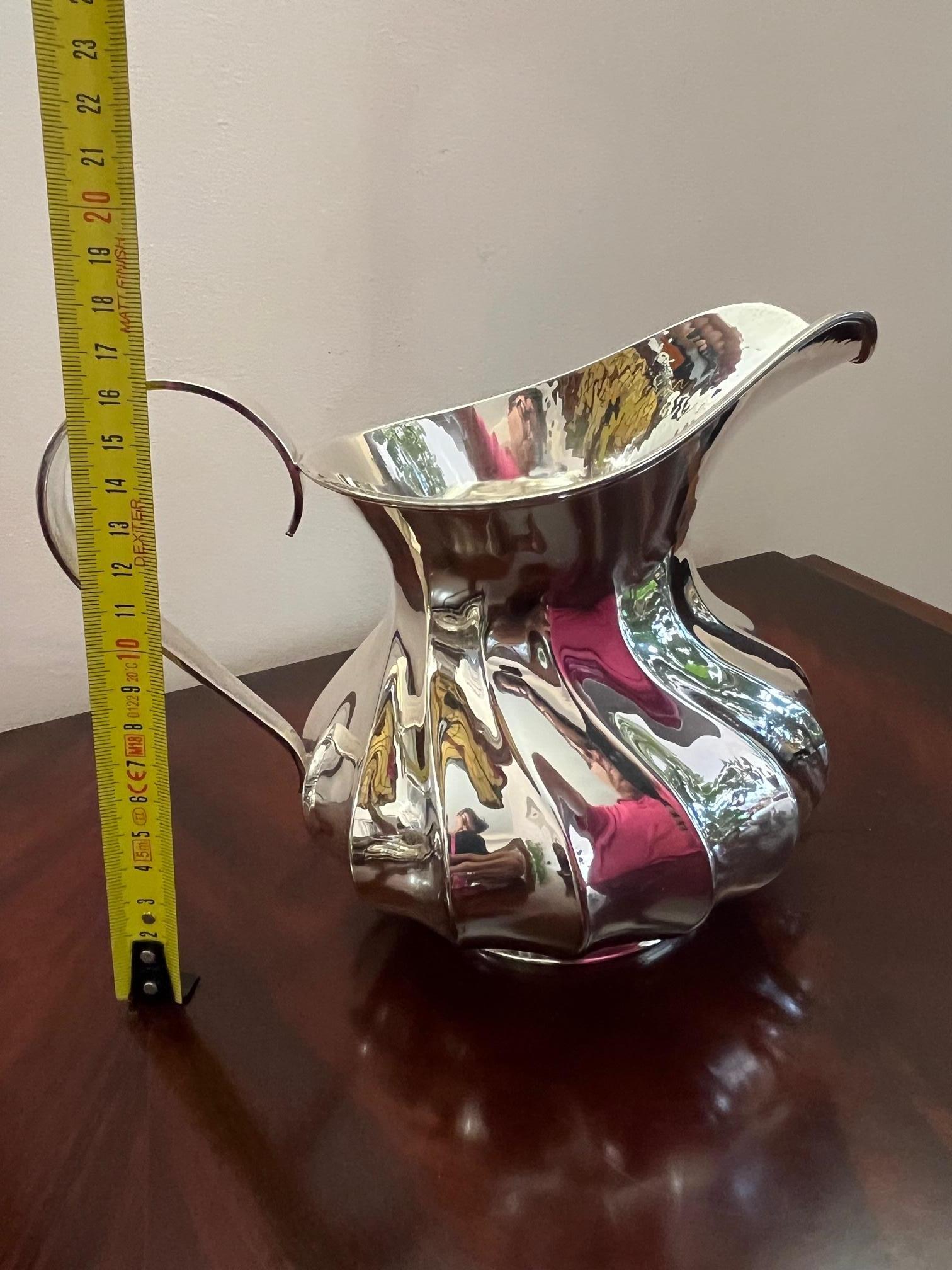 Late 20th Century Handmade Torchon jug in 800 Silver, Italy, 1980s For Sale