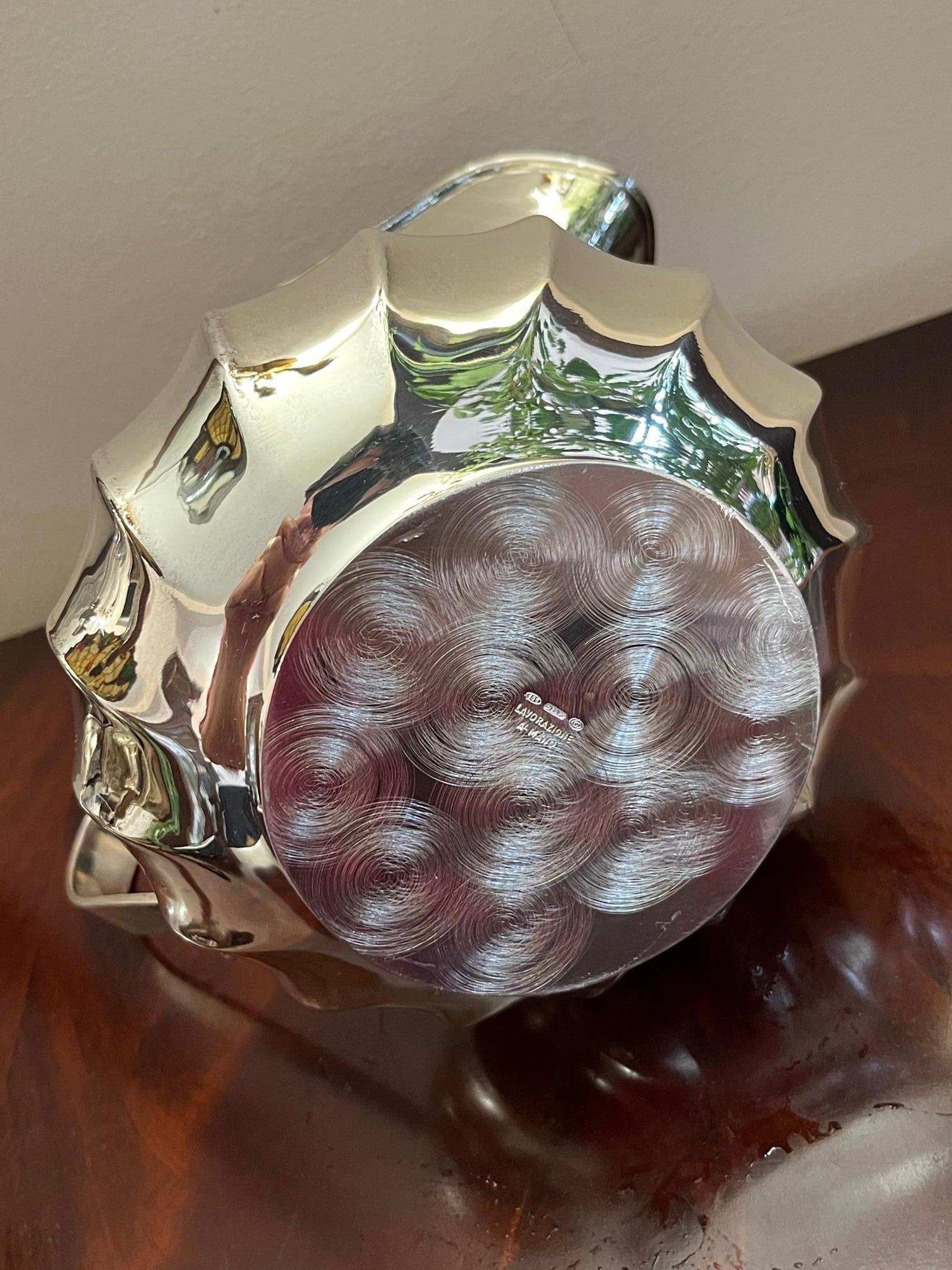 Late 20th Century Brocca Torchon fatta a mano in argento 800, Italia, anni '80 in vendita