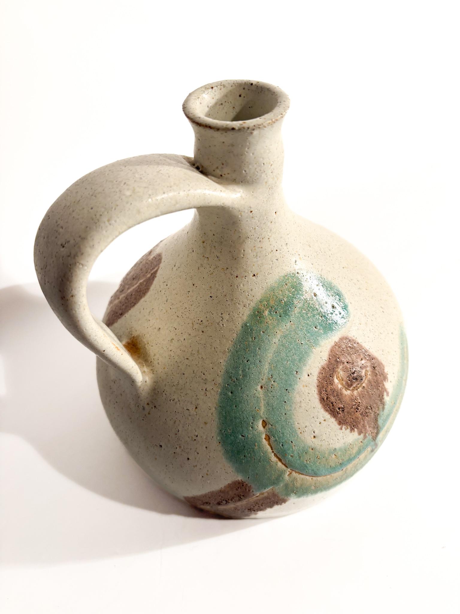 Brocca Vaso in Ceramica Dipinta di Bruno Gambone Anni 70 in vendita 6