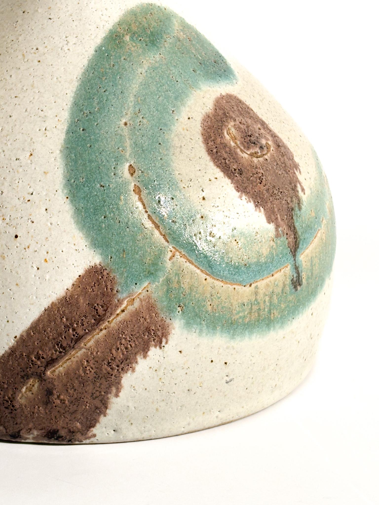 Late 20th Century Brocca Vaso in Ceramica Dipinta di Bruno Gambone Anni 70 in vendita