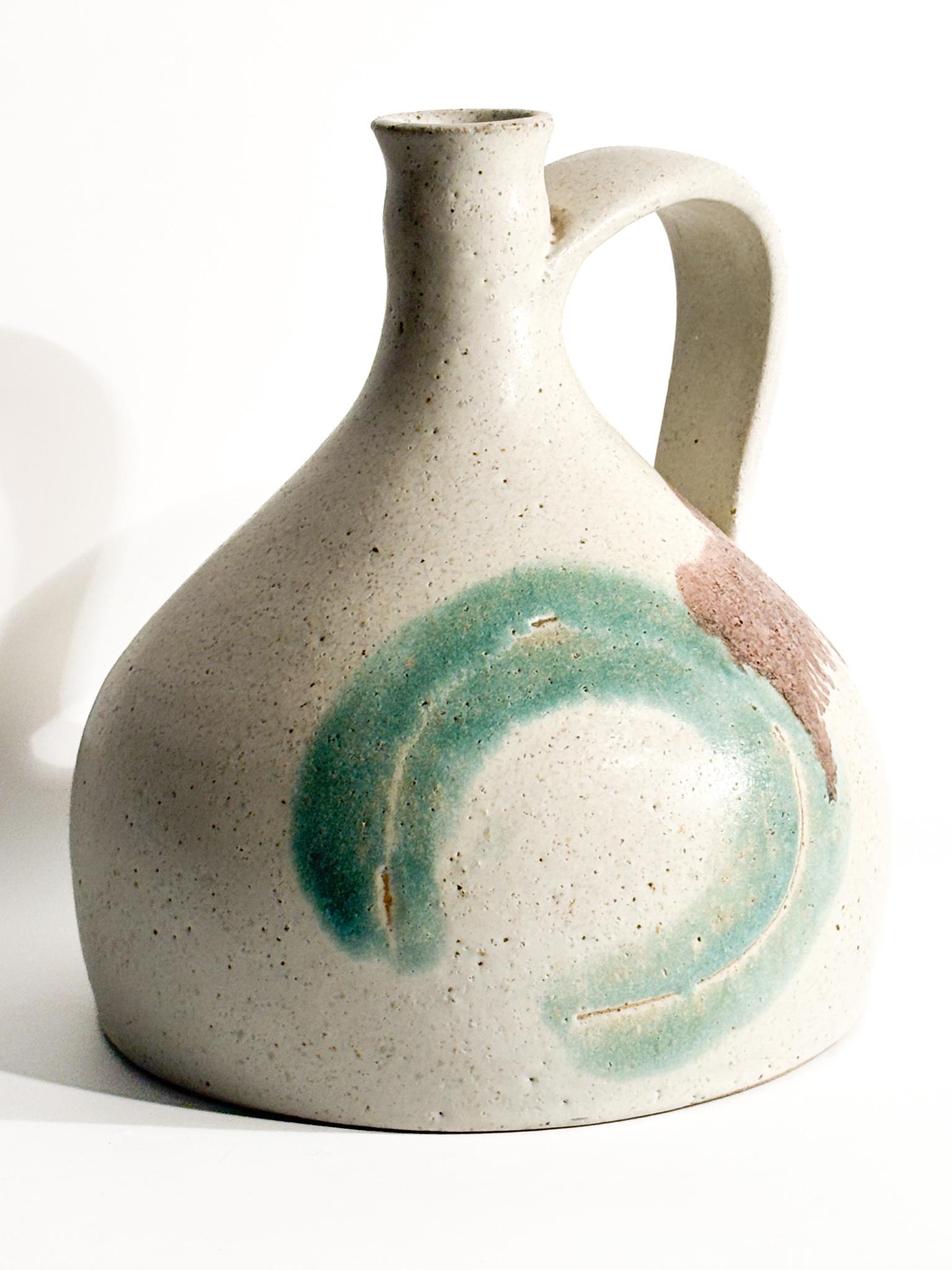 Brocca Vaso in Ceramica Dipinta di Bruno Gambone Anni 70 in vendita 2