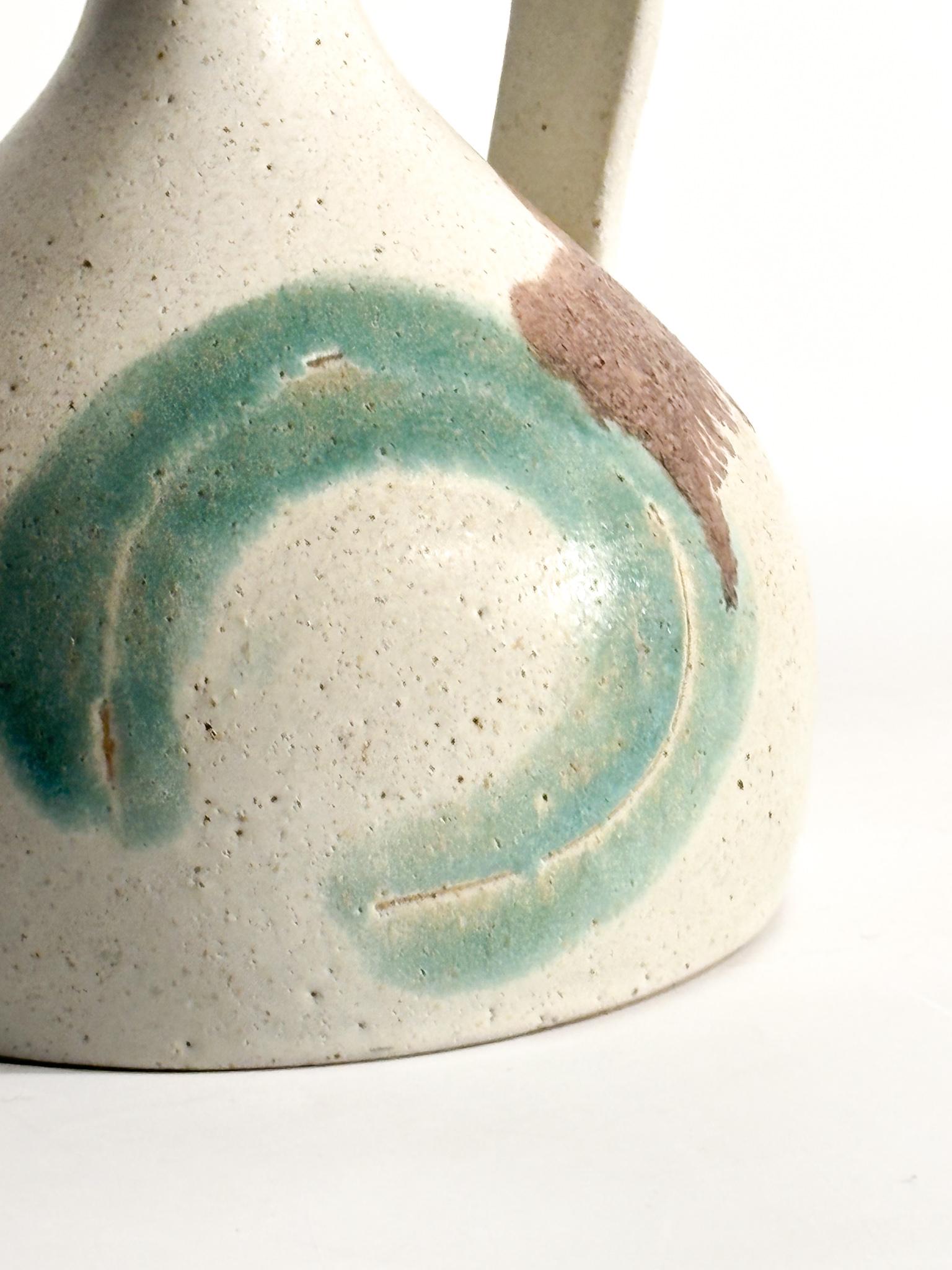 Brocca Vaso in Ceramica Dipinta di Bruno Gambone Anni 70 in vendita 3