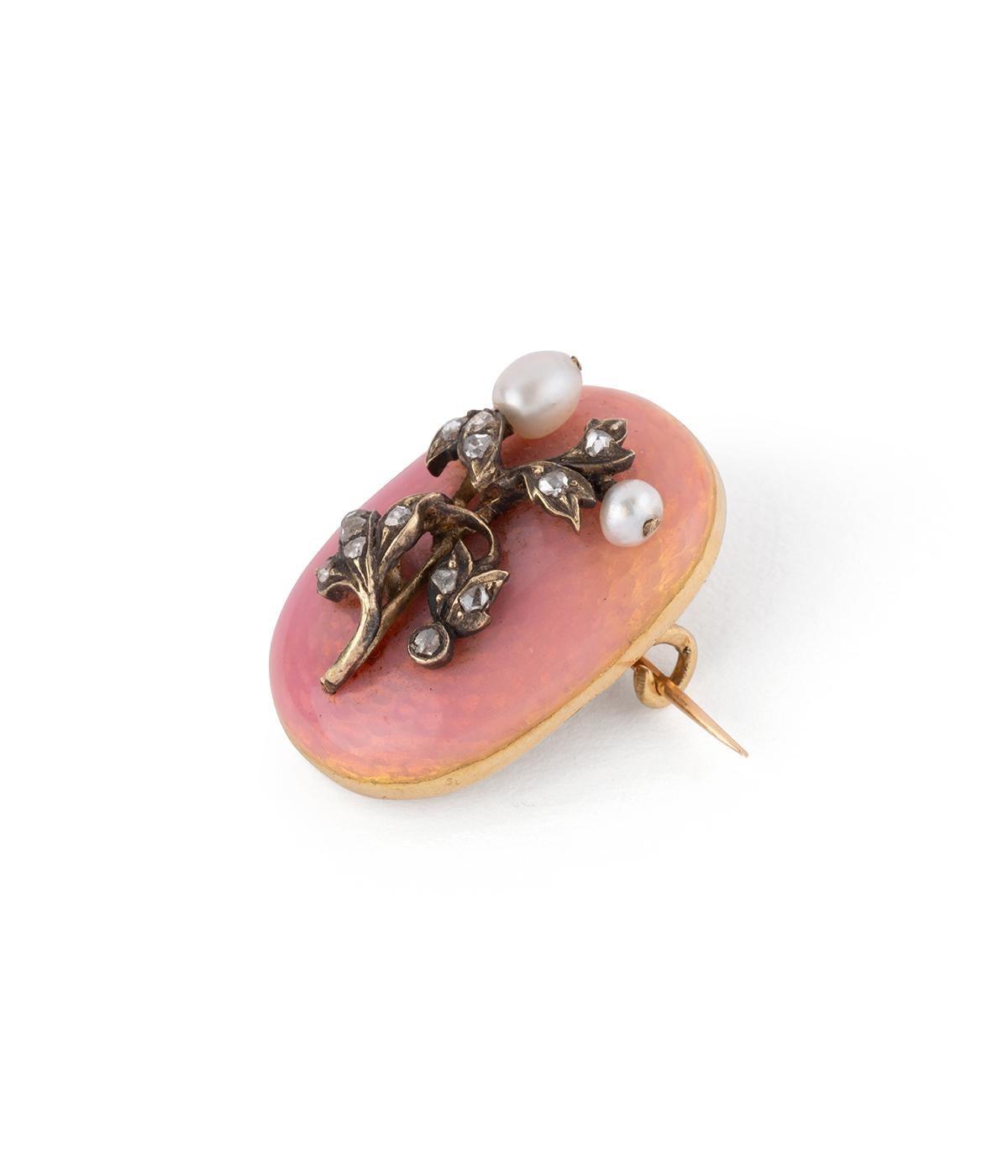 Broche ancienne en or émaillé in vendita 1