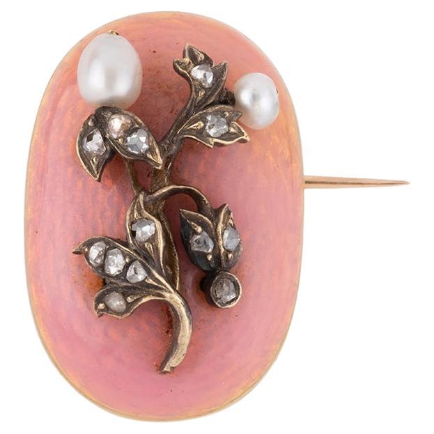 Broche ancienne en or émaillé
