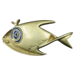 Broche poisson Jean Cocteau en bronze doré comité Cocteau Madeline Flammarion 