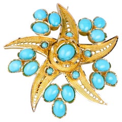 Broche Starfish « Etoile de mer » en or jaune 18 carats de l’époque Art-Déco
