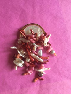 Broches Coral Pearls Mother of Pearl Gold Filled