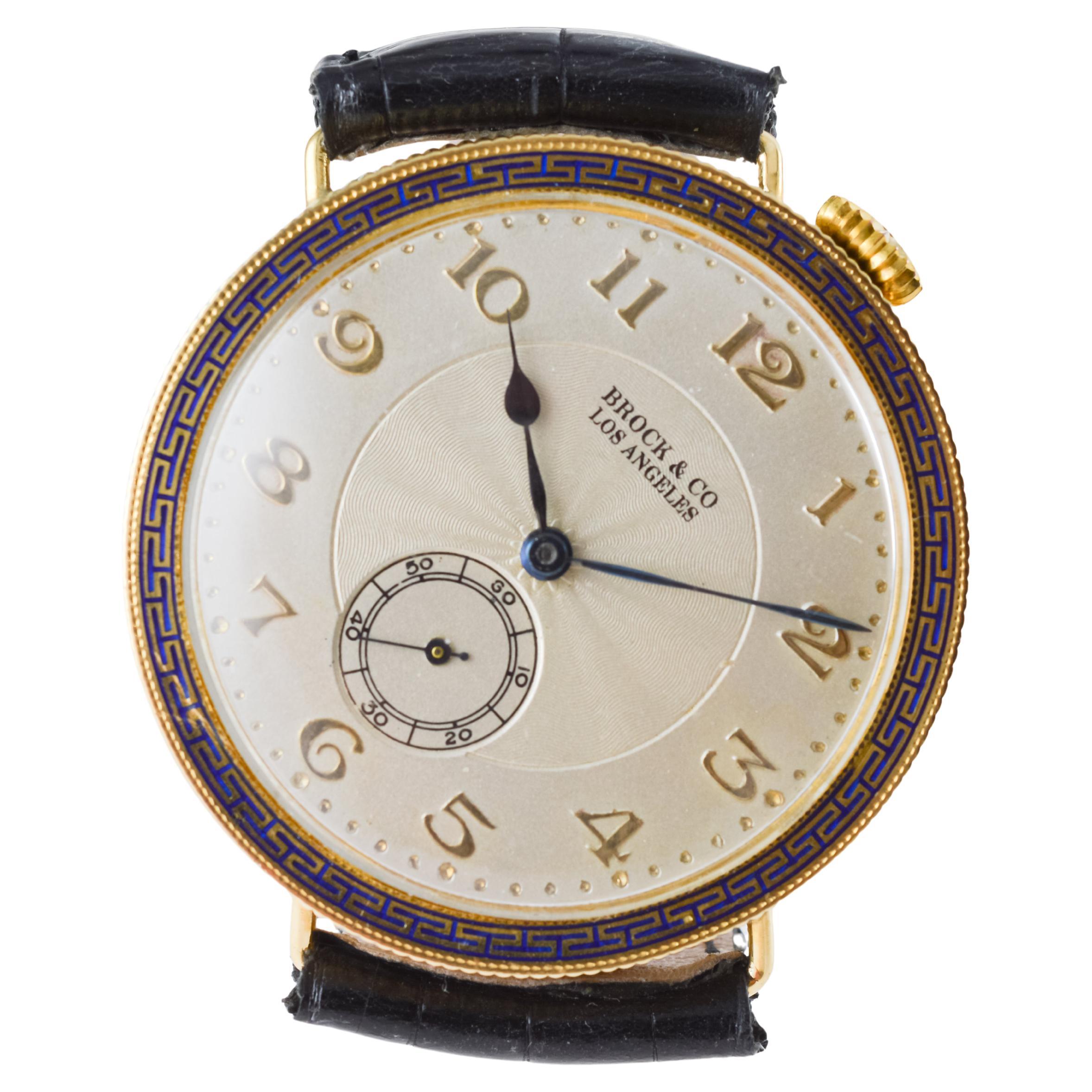 Brock & Co 18Kt Solid Gold Pocket Wrist Watch 1920's For Sale 5