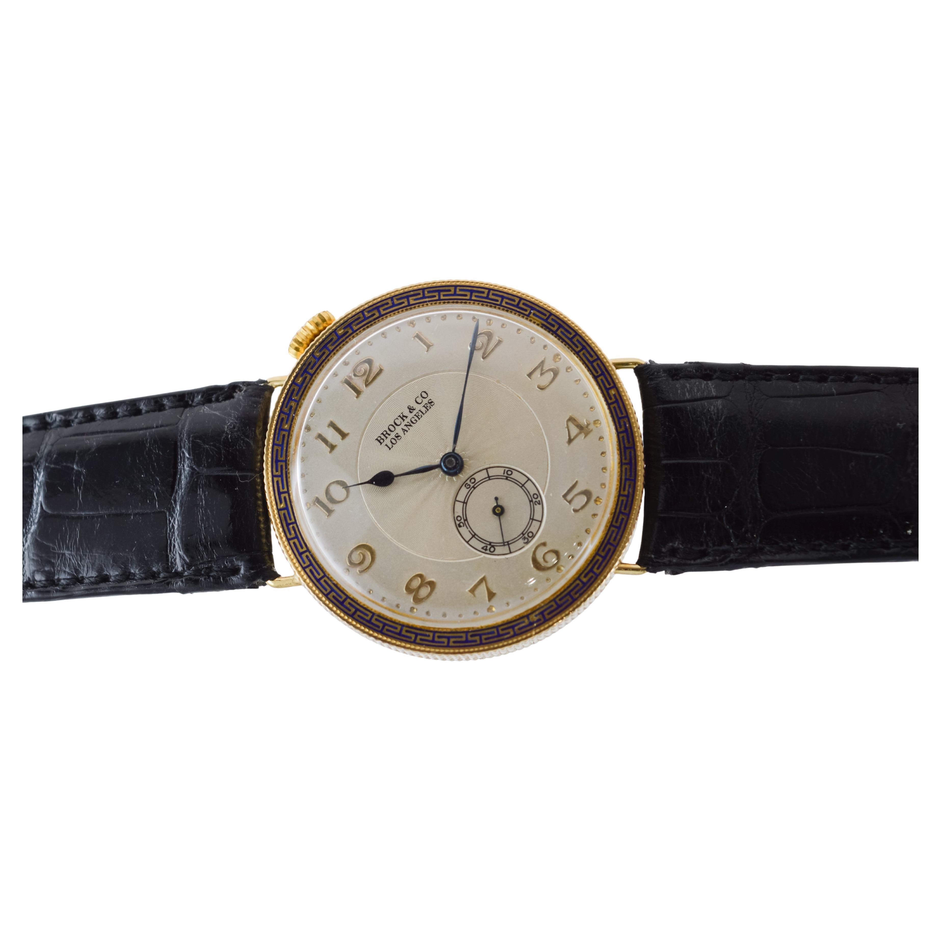 Brock & Co 18Kt Solid Gold Pocket Wrist Watch 1920's For Sale 7