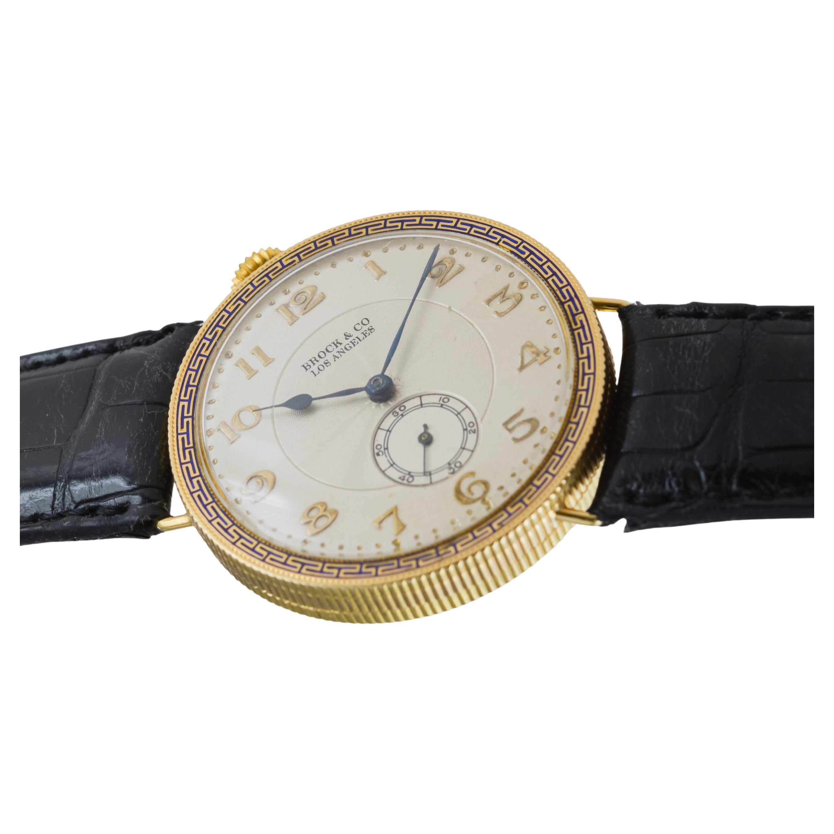 Brock & Co 18Kt Solid Gold Pocket Wrist Watch 1920's For Sale 8