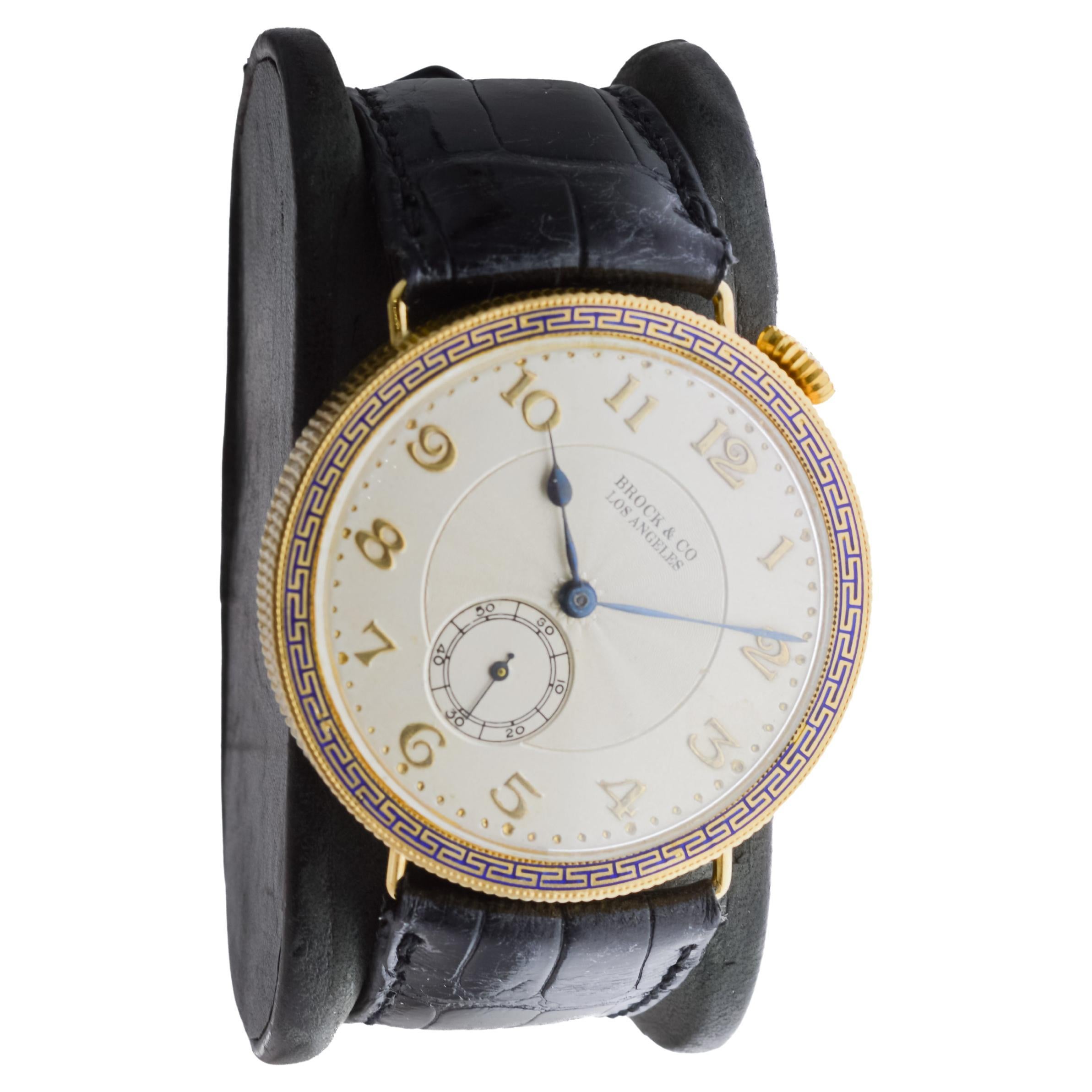 Brock & Co 18Kt Solid Gold Pocket Wrist Watch 1920's In Excellent Condition For Sale In Long Beach, CA