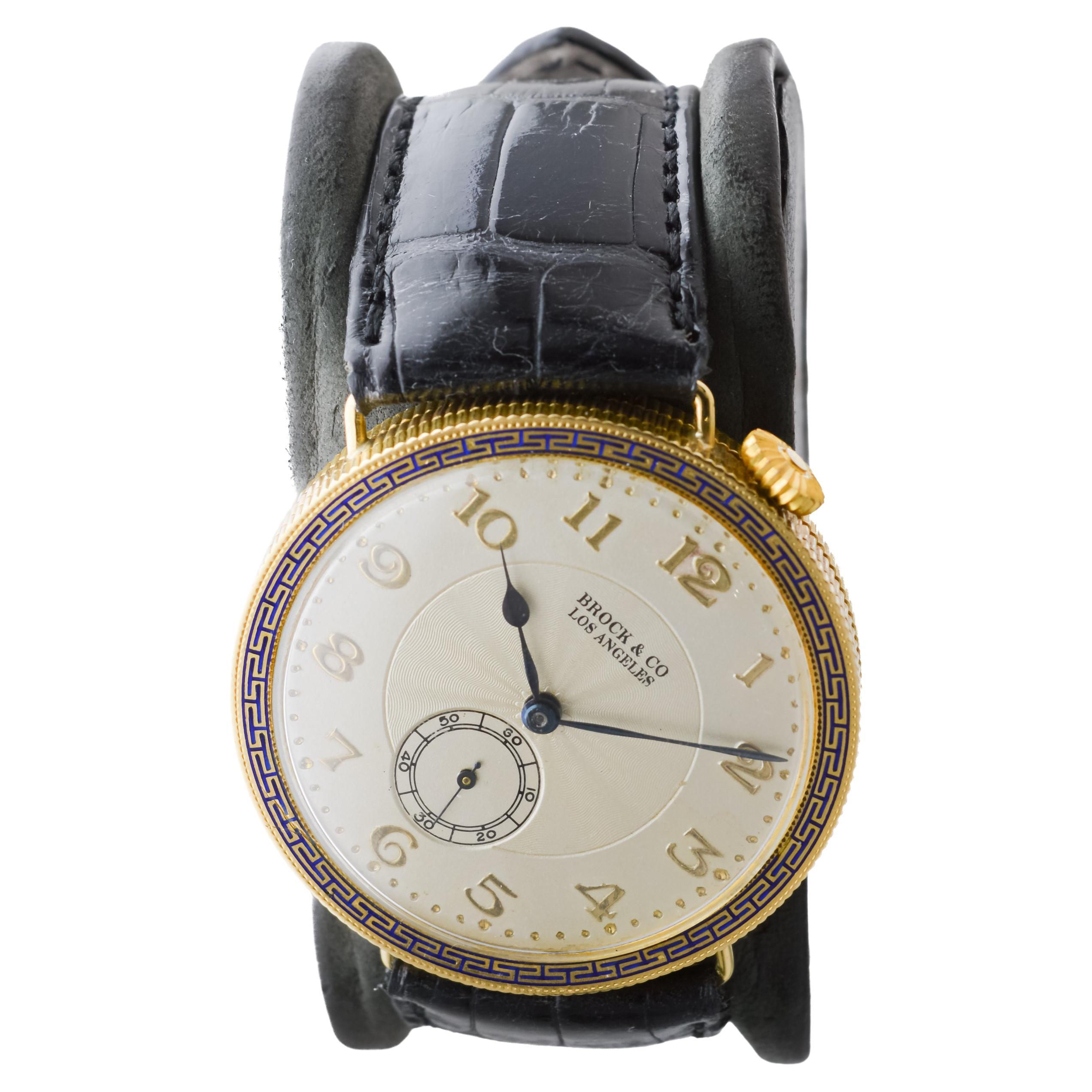 Women's or Men's Brock & Co 18Kt Solid Gold Pocket Wrist Watch 1920's For Sale