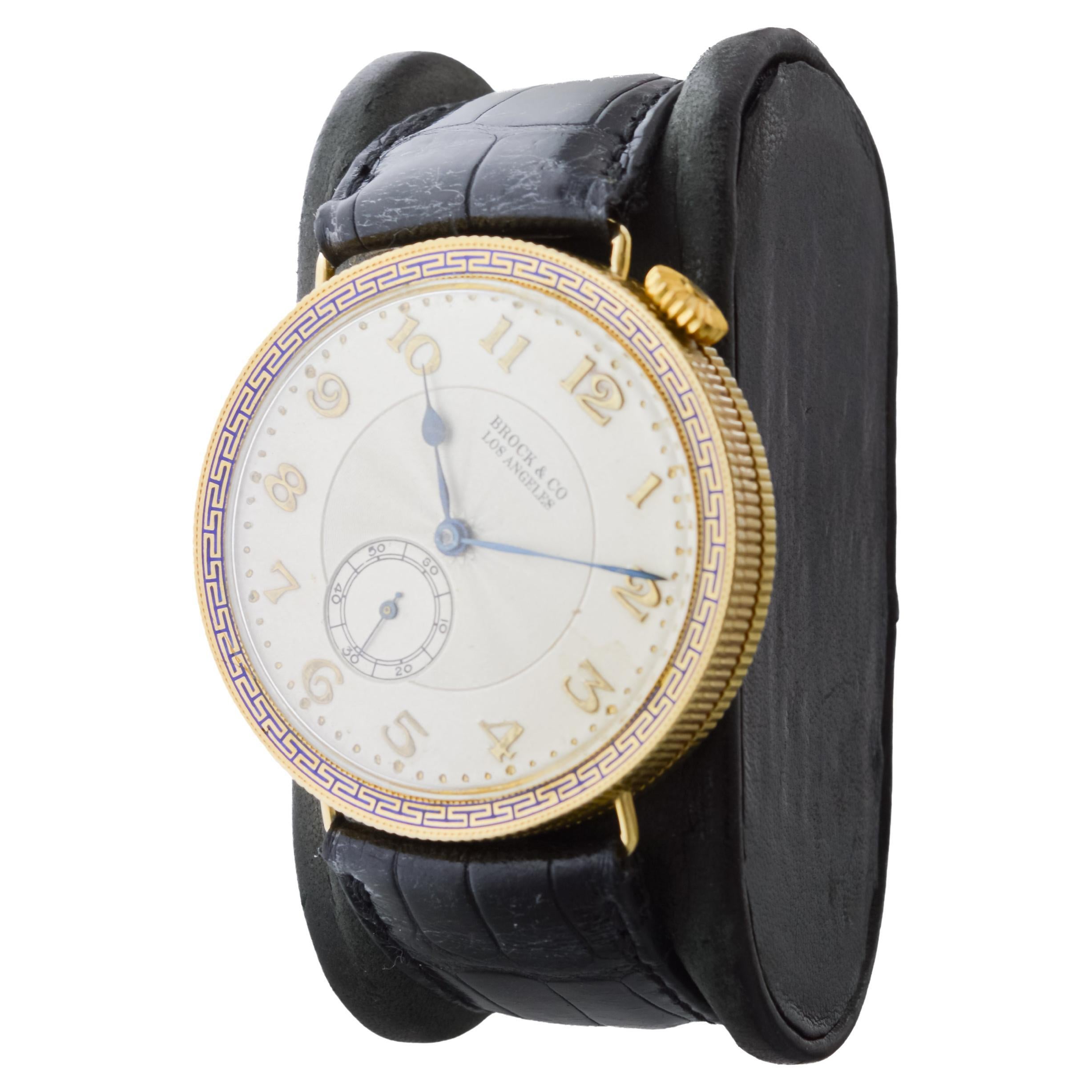 Brock & Co 18Kt Solid Gold Pocket Wrist Watch 1920's For Sale 2