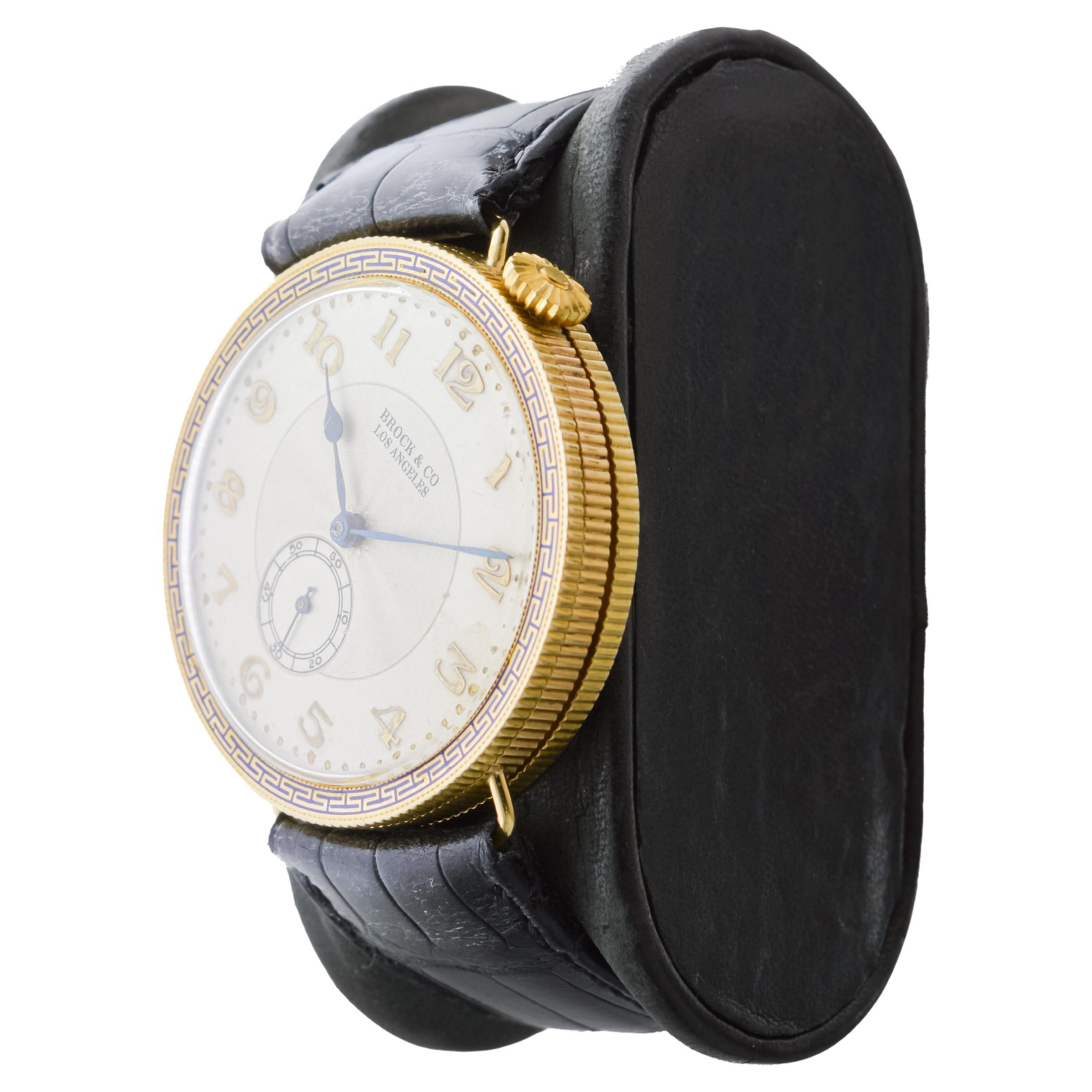 Brock & Co 18Kt Solid Gold Pocket Wrist Watch 1920's For Sale 3