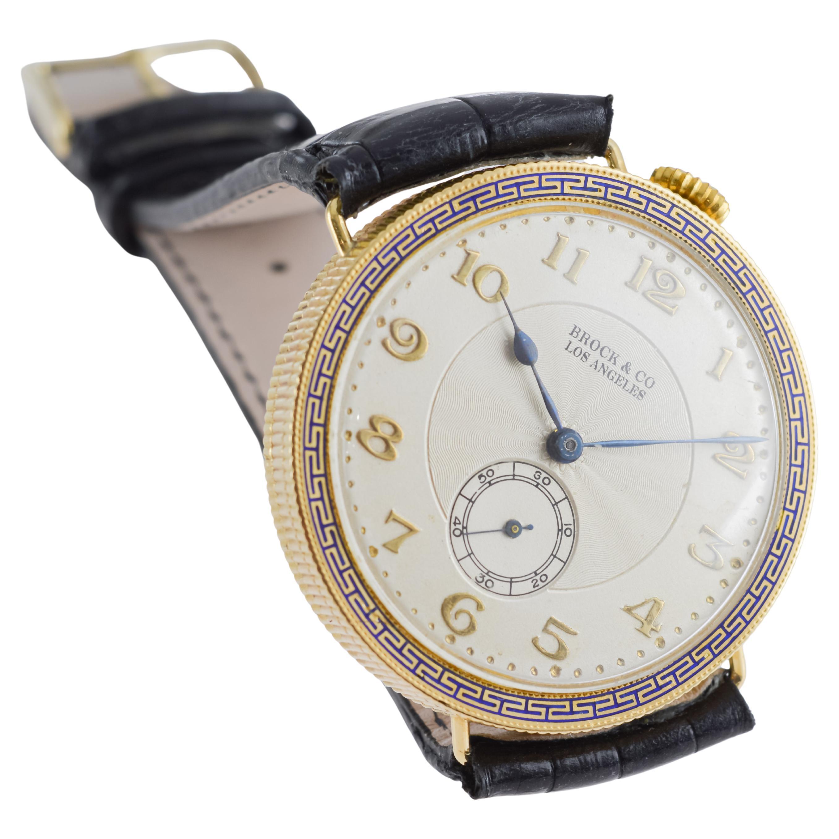 Brock & Co 18Kt Solid Gold Pocket Wrist Watch 1920's For Sale 4