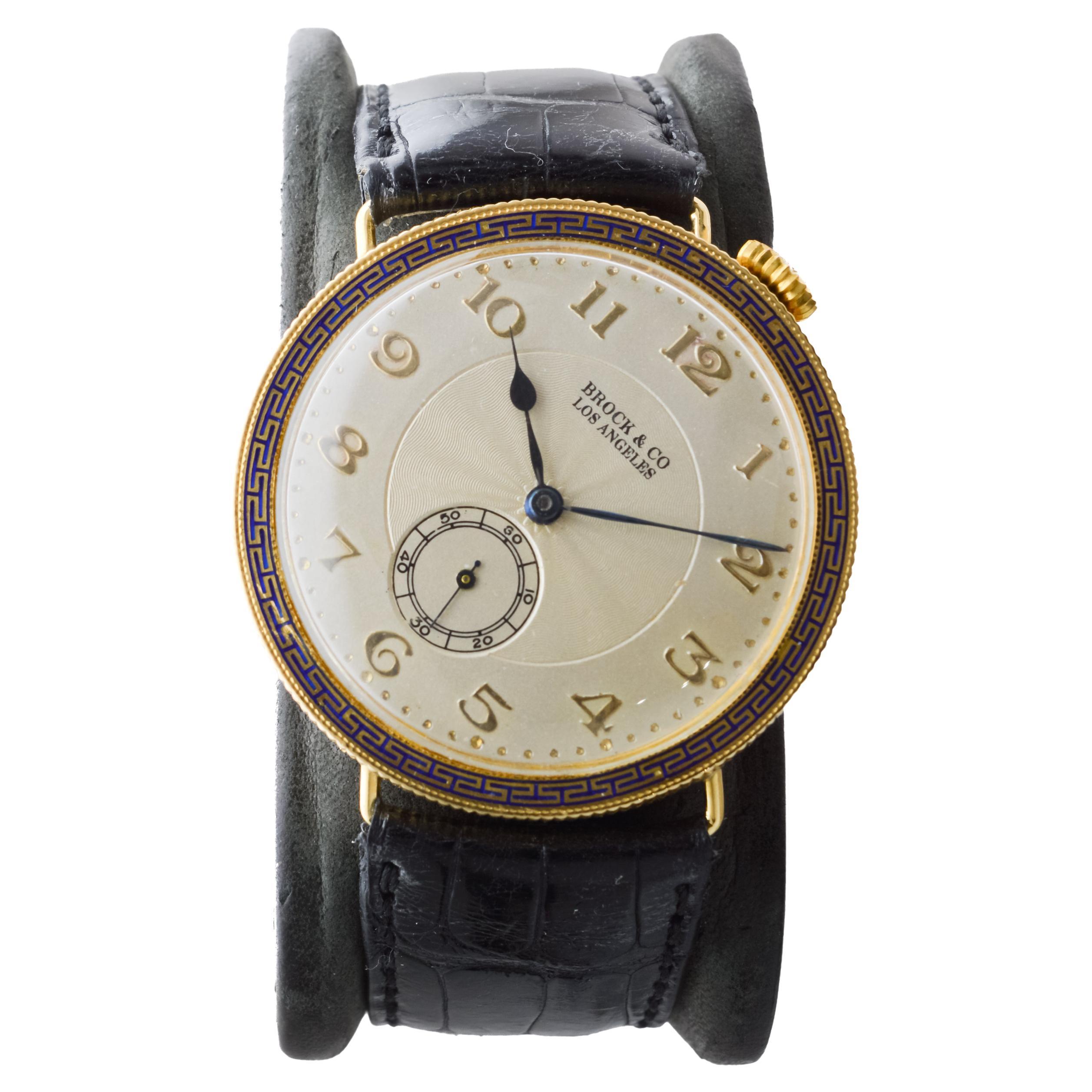 Brock & Co 18Kt Solid Gold Pocket Wrist Watch 1920's