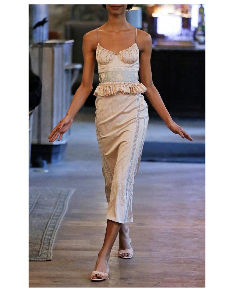 Brock Collection 19 vintage style pink ivory bustier corset lace midi dress US 4 Brock Collection 19 vintage style pink ivory bustier corset lace midi dress US 4