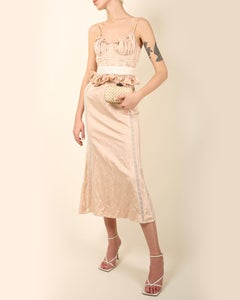 Brock Collection 19 vintage style pink ivory bustier corset lace midi dress US 4