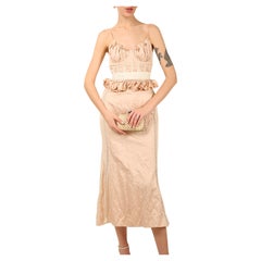 Brock Collection 19 vintage style pink ivory bustier corset lace midi dress US 4