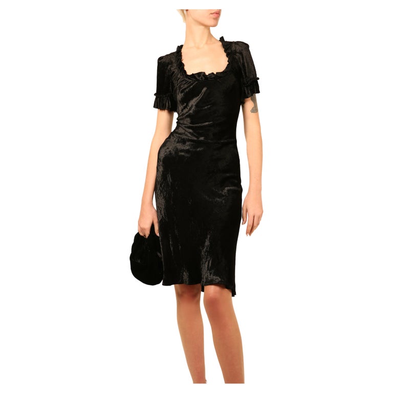blue dress for baby girl Velvet Petal Little Black Dress for Ladies in Black