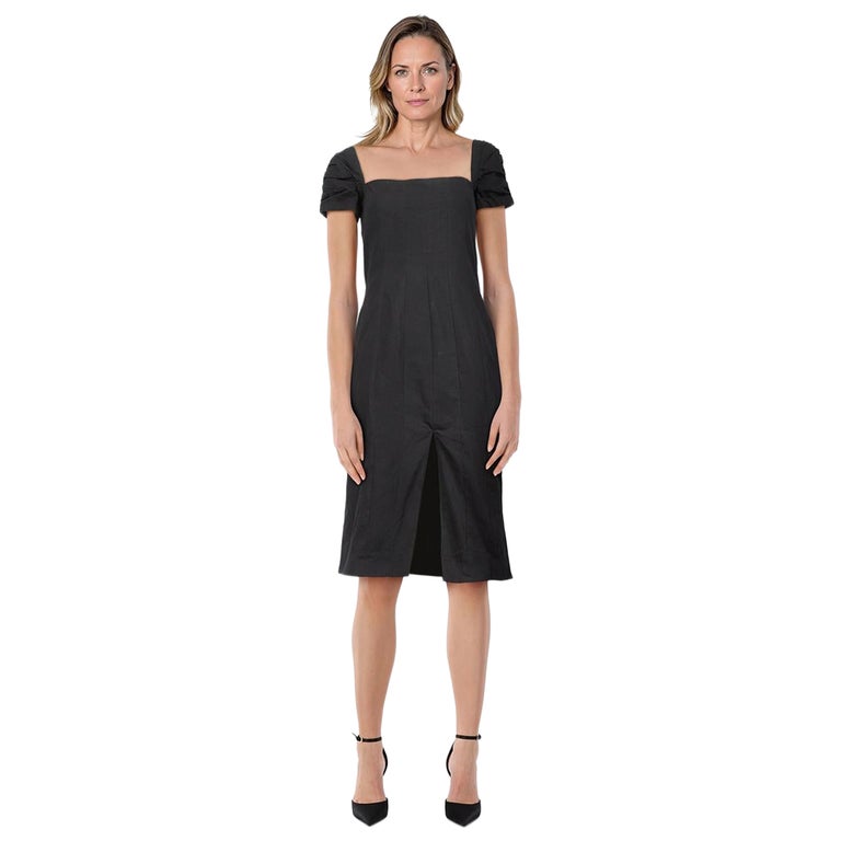 Brock Collection Black Square Neck Midi Slit Dress Size XS For Sale at  1stDibs