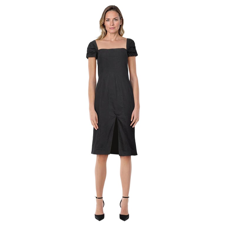 Brock Collection Black Square Neck Slit Dress Size XS