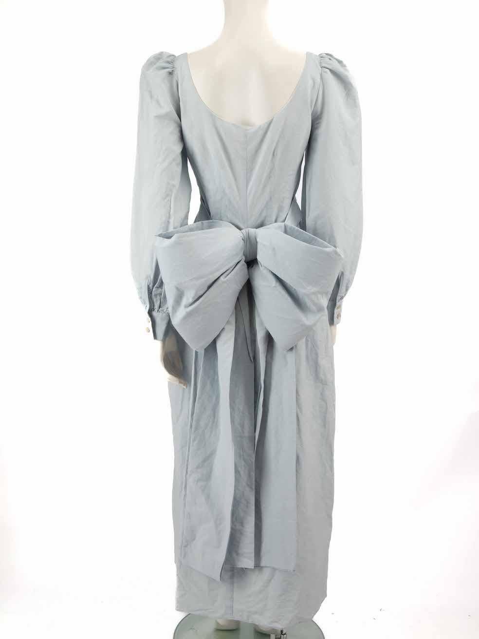 Gray Brock Collection Blue Bow Detail Maxi Dress Size S