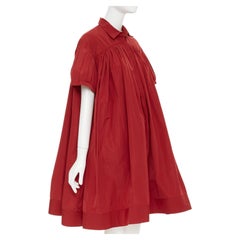 BROCK COLLECTION dark red pleated puff sleeve voluminous  mou mou dress US2 XS