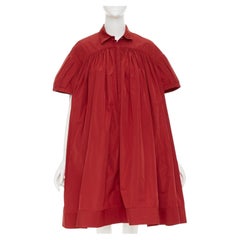 BROCK COLLECTION dark red pleated puff sleeve voluminous  mou mou dress US2 XS