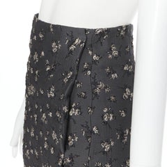 BROCK COLLECTION grey floral cloque front dart knee length pencil skirt Us0 XS