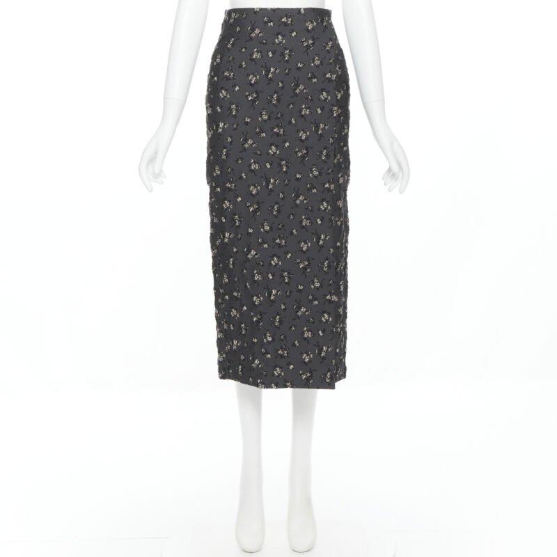 BROCK COLLECTION falda lápiz gris floral con pinzas en la parte delantera Us0 XS Negro en venta