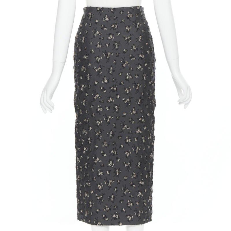 BROCK COLLECTION falda lápiz gris floral con pinzas en la parte delantera Us0 XS en venta 1